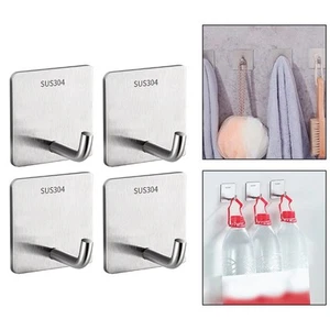 Heavy Duty Silver Wall Hook Set of 4 Perfect for Organizing Your Space - Picture 1 of 9