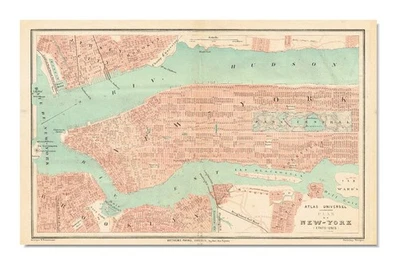NEW  YORK CITY circa 1895  !  Brooklyn Manhattan plan  Original Map NY STATE USA - Image 1 of 4