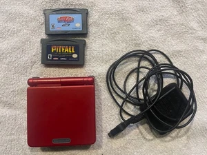 Nintendo Game Boy Advance SP Handheld System - Flame Red + 2 games! Tested! - Picture 1 of 3