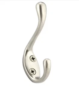 Lot of 4 Richelieu 3-1/2” Matte Nickel Double Utility Hooks BP6514184 22LB Capac - Picture 1 of 4