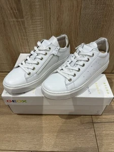 Geox J Nashik Scarpe da Ginnastica in Nappa, Bianco, UK 5 - Foto 1 di 6