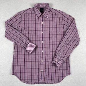 Tailorbyrd Shirt Mens Large Purple Plaid Flip Cuff Preppy Workwear Casual Office - Picture 1 of 15