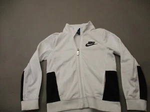 Nike Size 6-7 Girls White&Black Long Sleeve Stand Collar Athletic Jacket 7W-763 - Picture 1 of 6