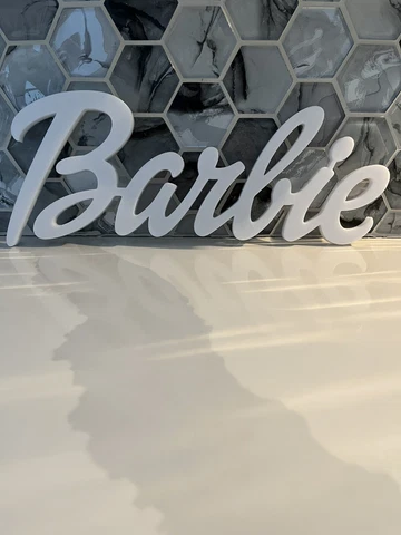 Huge! Barbie Style Logo sign decor ~12in.  (WHITE) Cover
