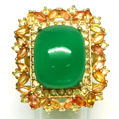 Edelstein Grüner Achat, Saphir & Peridot Schmuckring 925 Silber Größe 7 - Bild 1 von 4