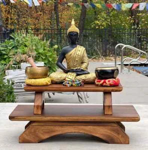 Mesa de meditación altar santuario personal premium tallada a mano tallada a mano - Imagen 1 de 19