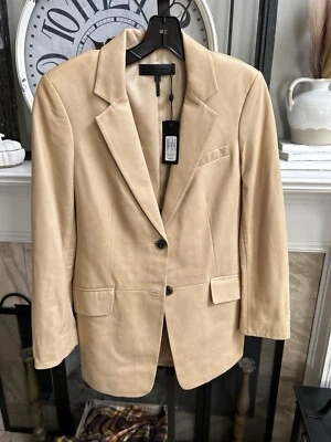 NEW NWT $995 RAG & BONE "Charles" leather blazer - beige - sz 0 - Image 1 of 4