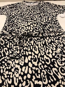 Vestido Marly Lularoe blanco con pestaña azul estampado animal cinturón guepardo nuevo con etiquetas unicornio L 14 - Imagen 1 de 8