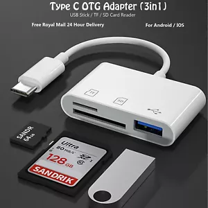Chiavetta USB 3 in 1, lettore di schede SD, adattatore da Micro SD a Type C OTG per SDHC SDXC TF - Foto 1 di 11