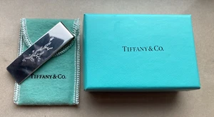 Tiffany & Co. Sterling Silver Etching Tie Bar Clip Clasp w/ Pouch and Box EUC - Picture 1 of 5