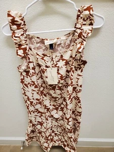 Universal Faden Goods Co braun Blumenmuster Kleid Größe M Cocktail Partykleid - Bild 1 von 3