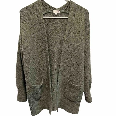 Cárdigan verde estilo abierto con bolsillos dobles talla pequeña para dama Foto 1 de 4
