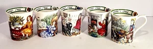 Vintage Churchill Brand Queen's Fine Bone China Birthday Week Set Of 5 Mugs - Picture 1 of 14