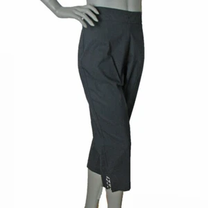 JM Collectible Size: Medium Black Rayon Blend Stretch Capri Pant Rhinestone Trim - Picture 1 of 9