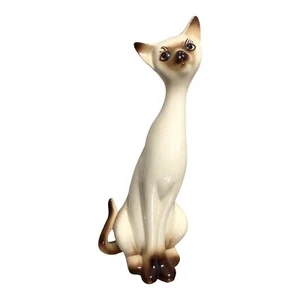 Vintage 14" Siamese Cat Long Neck Kitty Figurine Holland 448 - Picture 1 of 11