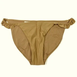 Aerie Tan Neutral Ruffle Bikini Bottoms Full Coverage NWT Womens M - Picture 1 of 5