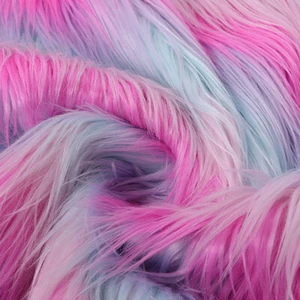 Rainbow Long Fabric Faux Fur Soft Plush Patchwork Clothing Sewing DIY Home Decor - Picture 1 of 10