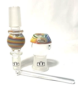 Silika Glass Worked Heady 14mm to 18mm Adapter and Matching 18mm Dome & Nail - Picture 1 of 8