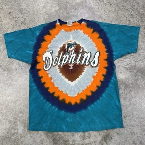 Vintage Miami Dolphins shirt mens Large Liquid blue tie dye 90s NFL AOP Marino - Picture 1 of 7