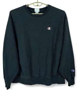 Vtg Champion Reverse Weave Sweatshirt Mens XL Logo Black Oversized Loose Baggy - Picture 1 of 11