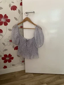 ZARA Polka dot print shirt with poofed sleeves & sheer fabric Size Large - Picture 1 of 8