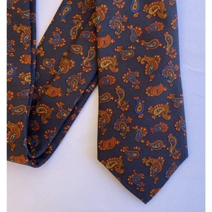 Corbata Maison Degand seda cachemira pizarra azul Bruselas - Imagen 1 de 3