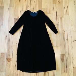 Schwarzes Samtkleid mit weicher Umrandung Damen Größe Large Langarm Maxi Taschen - Bild 1 von 6