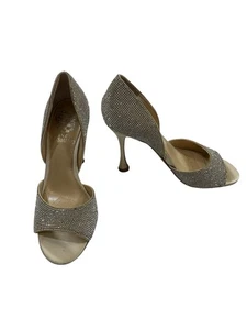 VINCE CAMUTO ALIANDRY SATIN Beige RHINESTONE HIGH HEAL SIZE 5 1/2 - Picture 1 of 7