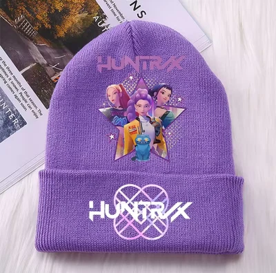 Kpop Demon Hunters Kids Knitted Hats Winter Warm Windproof Beanie