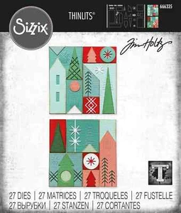 Sizzix Tim Holtz Thinlits Die Set, HOLIDAY BLOCKS 666335, 27 DIES - Picture 1 of 4