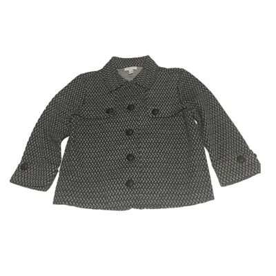 Charter Club Chaqueta Mujer Pequeña Petite Negro Blanco Manga 3/4 5 Botones Old Money Foto 1 de 4