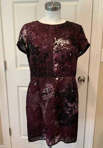 Rag & Bone Purple Splatter Print 100% Silk Shift Dress, Size 10 - Picture 1 of 10