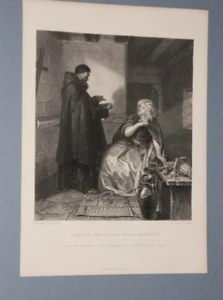 1873 E.M. GRABADO WARD ""JULIETA EN LA CELDA DEL FRAILE LAWRENCE"" ROMEO Y JULIETA" - Imagen 1 de 2
