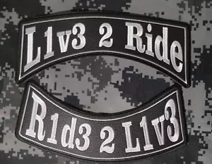 EMBROIDERED PATCHES ROCKERS LIVE TO LIVE ROCKERS TO SEW ON JACKET BACK 2 PIECES - Picture 1 of 3