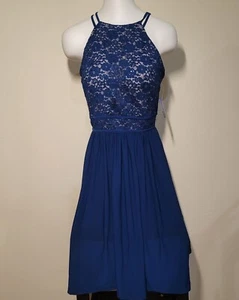 Neu mit Etikett Nightway Größe 10 Spitze Pailletten Cocktailkleid, Farbe Pfau/Nude - Bild 1 von 10