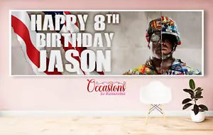 Personalised Call of Duty Cold War Birthday Banner 36" x 12" Any Name & Age - Picture 1 of 3