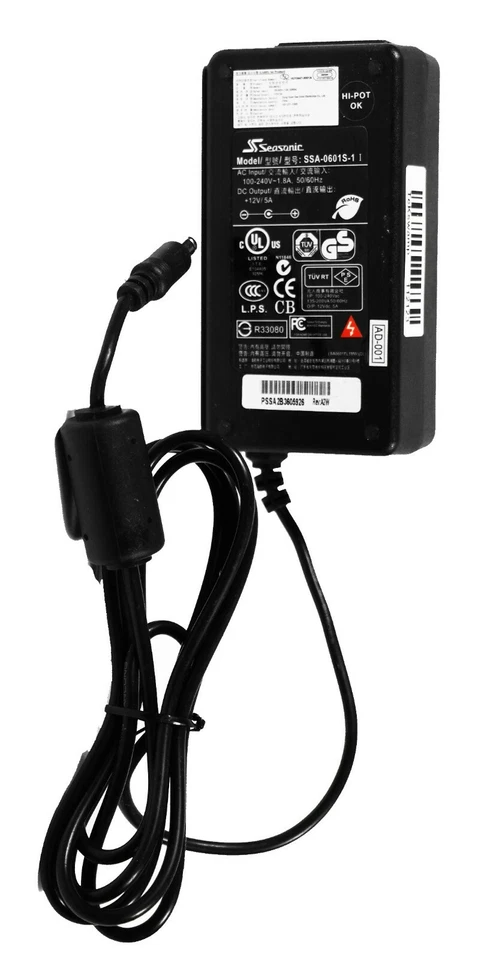 Seasonic SSA-0601S-1 AC DC Switching Adapter Charger 12V 5A 60W w/o P.Cord OEM - Image 1 of 4