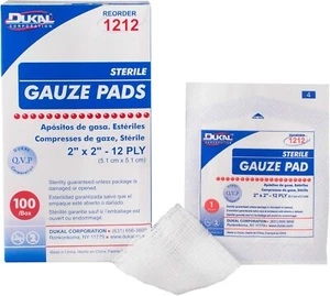100-Dukal Sterile Gauze Dressing Pads 2″ x 2″, 12-ply #1212 - Picture 1 of 1