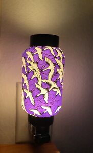 Purple Cranes Oriental Japanese Washi Night Light Lamp Candle Home Decor Gifts