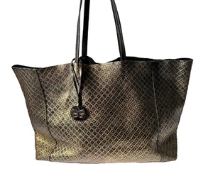 Rare Auth Bottega Veneta Tote Bag Intreccio Mirage Butterfly Leather Black Gold - Picture 1 of 19