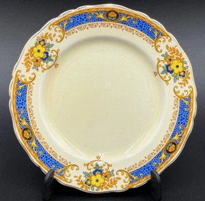 Vintage Blue & Yellow Floral Border Saucer Wedgewood England Gordon CVOR 1034 - Picture 1 of 3