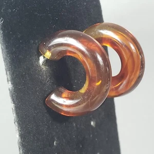 Pendientes Aro Colgantes Marrón Años 80 90 Disco Retro Mediados de Siglo Modernista 1" - Imagen 1 de 9