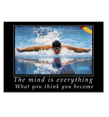 #12 Deportes de natación motivacional cita inspiradora póster tren foto dura Foto 1 de 4