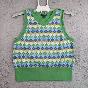Lands' End Vest Girl Size XL (16) Knit Argyle Pattern Green - XL - Picture 1 of 11