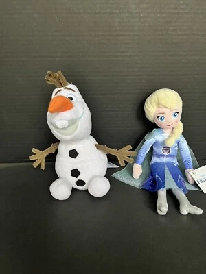 Disney Frozen 2 ELSA 2019 TALKING Plush with Tags and Olaf Stuffed Lot Ages 3+ - Image 1 of 4