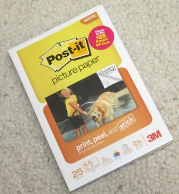 Post-It Brand Picture Paper 25 sheets 4" x 6" 4x6 5 mil 3M photo - Image 1 of 2