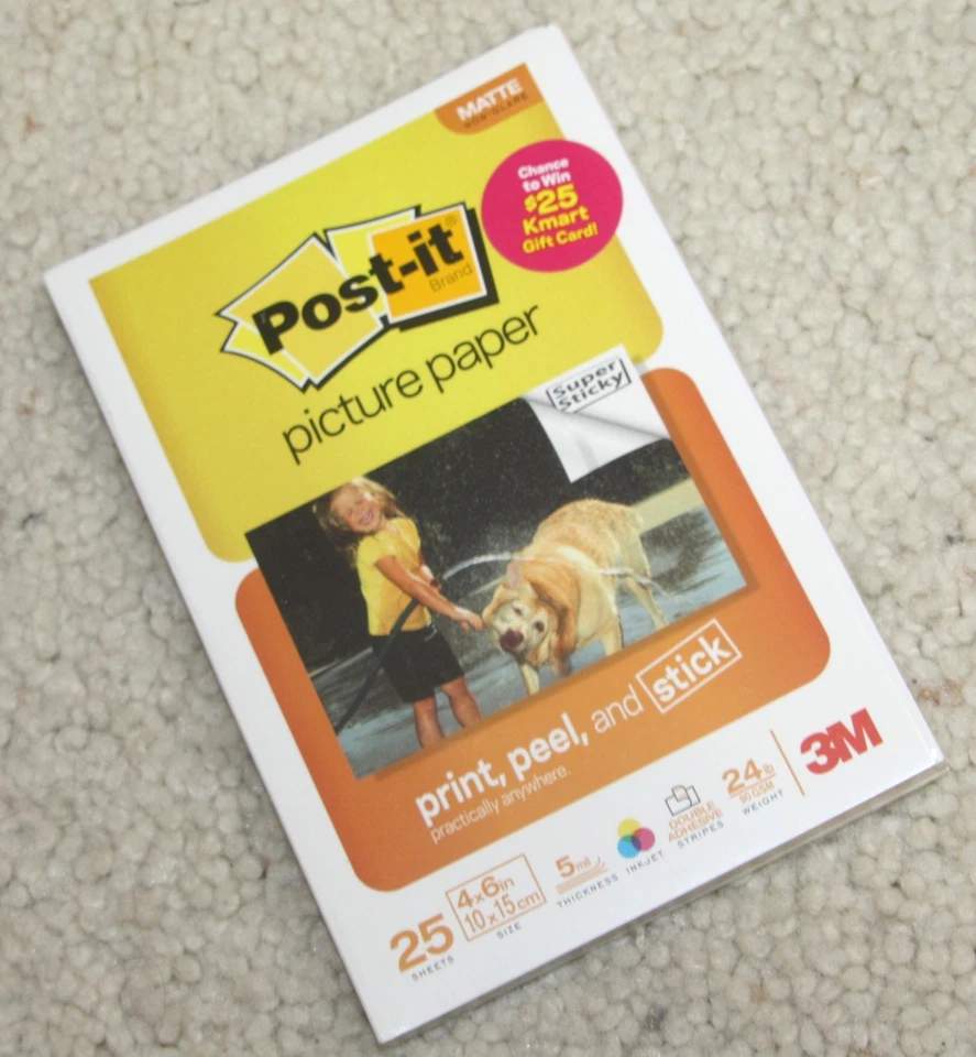 Post-It Brand Picture Paper 25 sheets 4" x 6" 4x6 5 mil 3M photo - Image 1 of 2