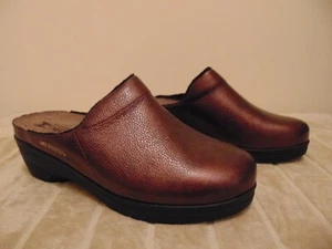 Mephisto Burgundy Leather Slip On Clogs Mules Shoes Size 39 - Picture 1 of 10