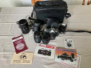 Pentax ME 35mm film Camera Kit Including 50mm f2 135mm f2.8 28mm f2.8 lenses - Picture 1 of 11