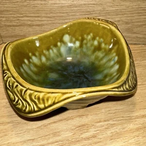 Studio Art Pottery Drip Glaze Dip Bowl Trinket Dish Handcrafted Green Blue - Picture 1 of 13